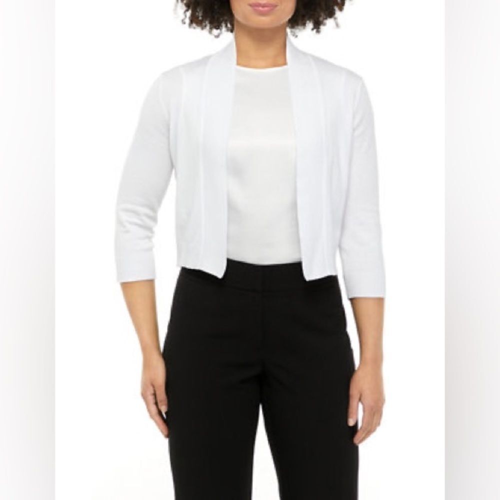 Summer Sweater NWT🏷 Perceptions Women's Solid White Topper Sz Medium
